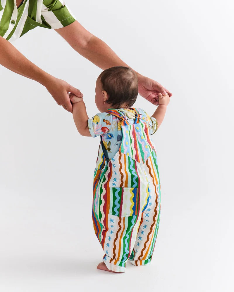 Beach Patterns Baby Cotton Drill Overalls