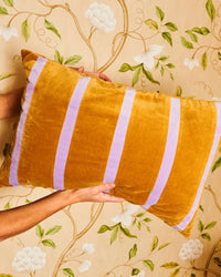 Thumbnail for Pecan Pie Stripe Velvet Rectangle Cushion