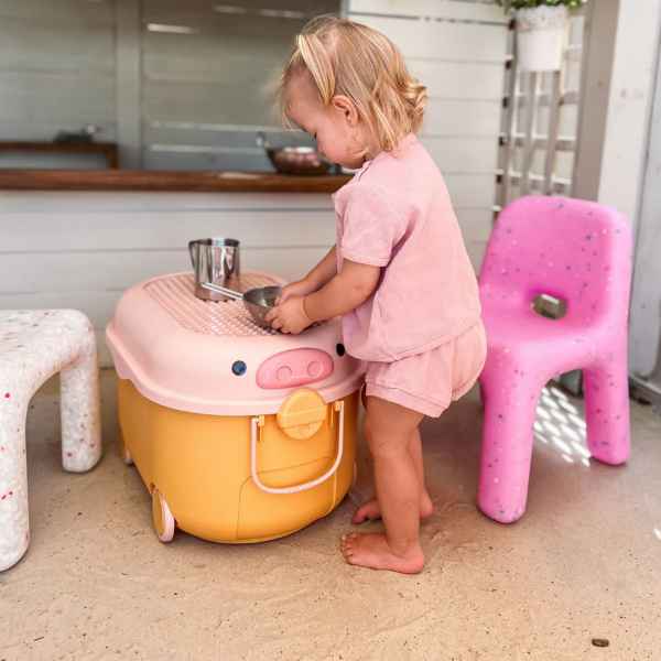 Yellow & Pink Pig Ride a Long Storage