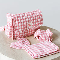 Thumbnail for Dolls Nappy Bag Set - Pink Gingham