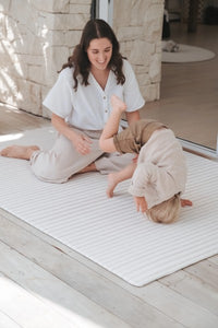 Thumbnail for Textured Natural Stripe Kids Padded Play Mat - Family