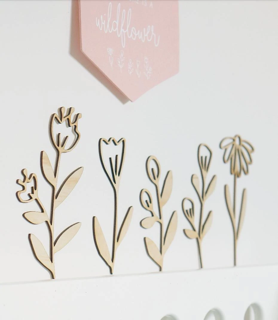 Wooden Flowers - Set of 5