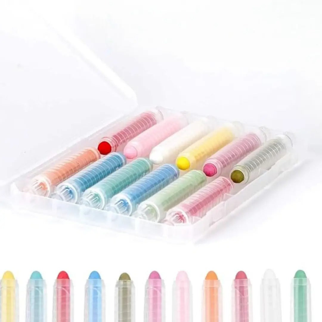 12 Retractable Washable Crayons & Pencil