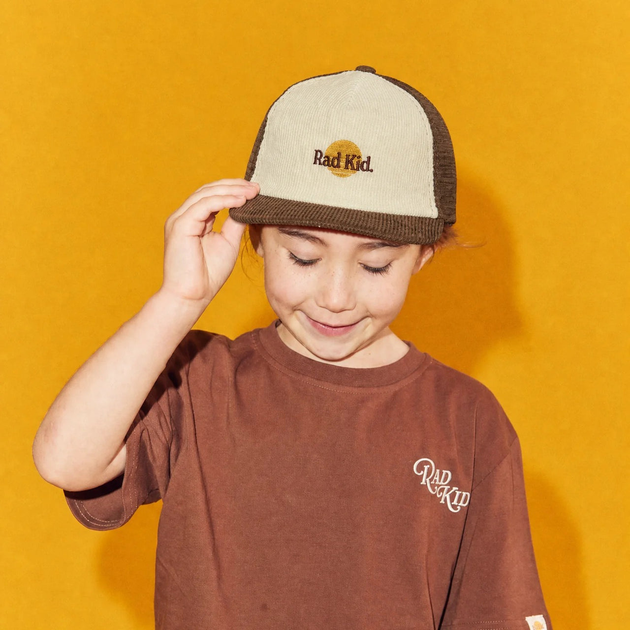 Rad Kid 2 Tone Cord Trucker Cap - Choc