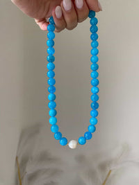 Thumbnail for Skye Blue, with Pearl Chunky Bead Necklace