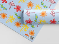 Thumbnail for Blue Postcard Pattern Gift Wrap