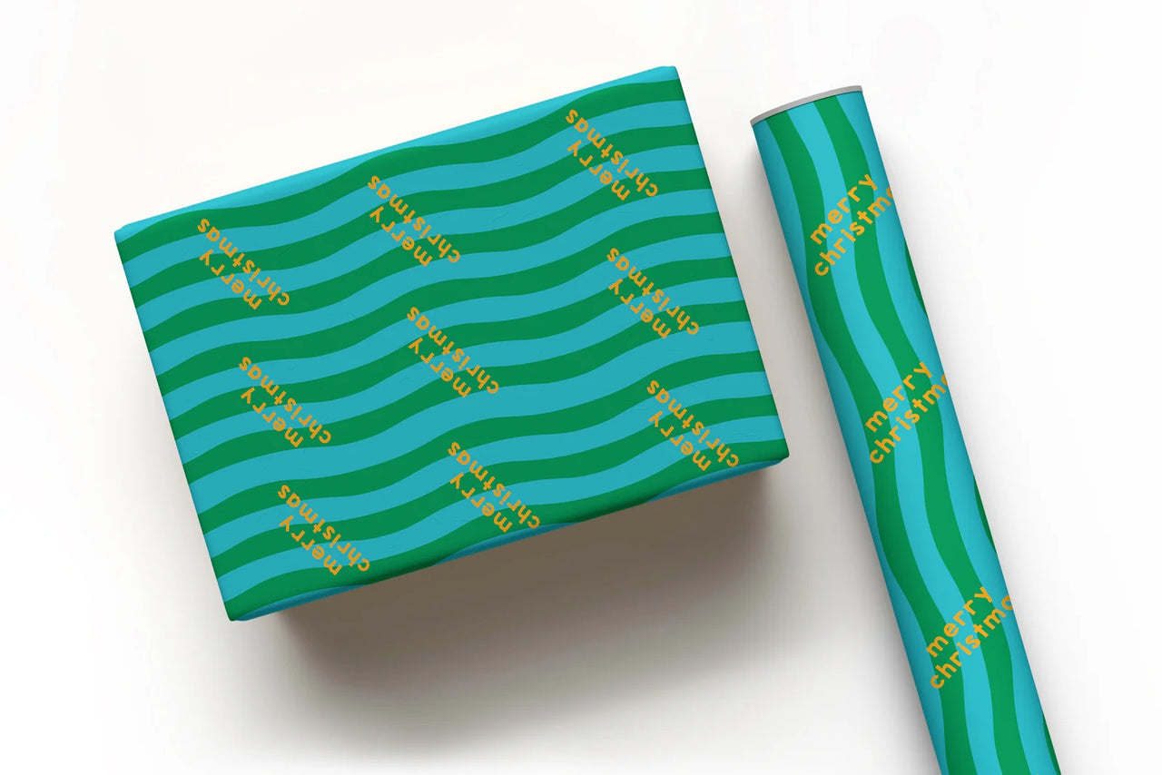 Blue & Green Merry Christmas Gift Wrap