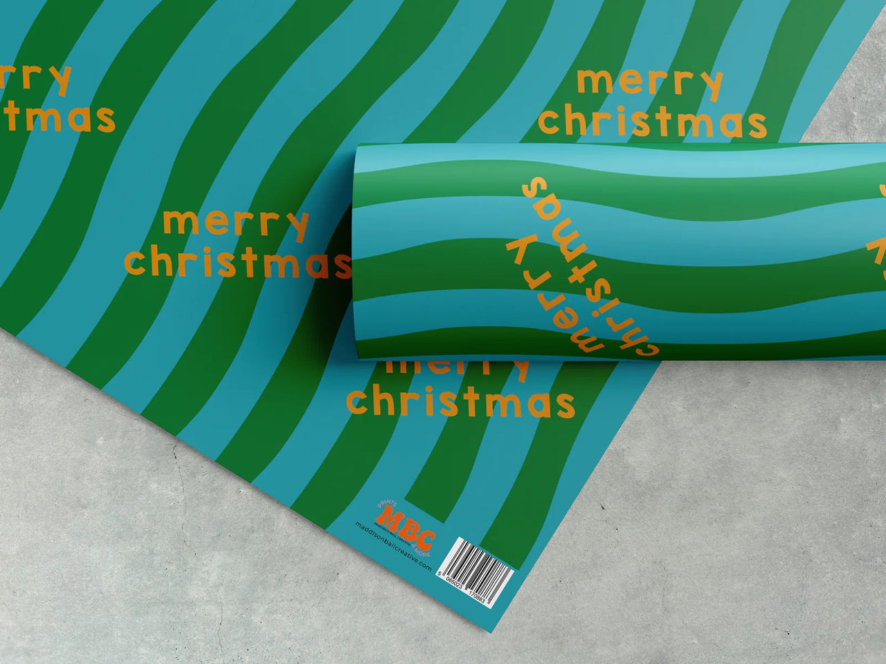 Blue & Green Merry Christmas Gift Wrap