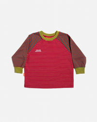 Thumbnail for Raglan Long Sleeve T-Shirt Burgundy Stripes