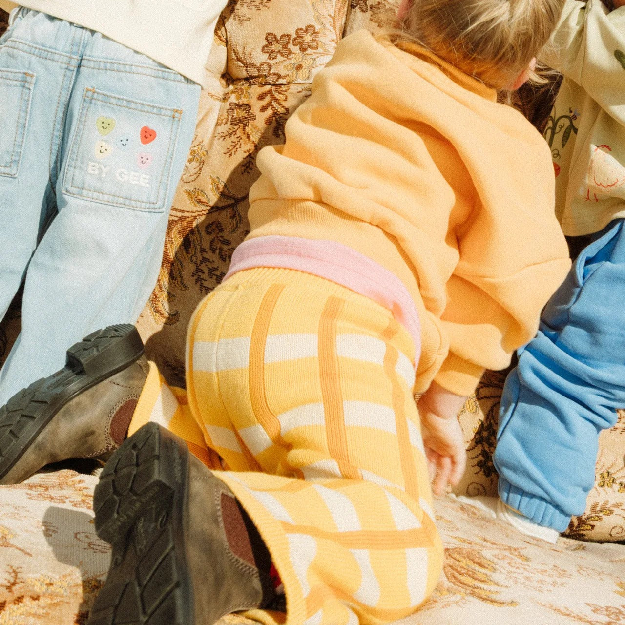 Check Knit Pants Honey