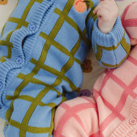 Thumbnail for Check Knit Romper Bluebird