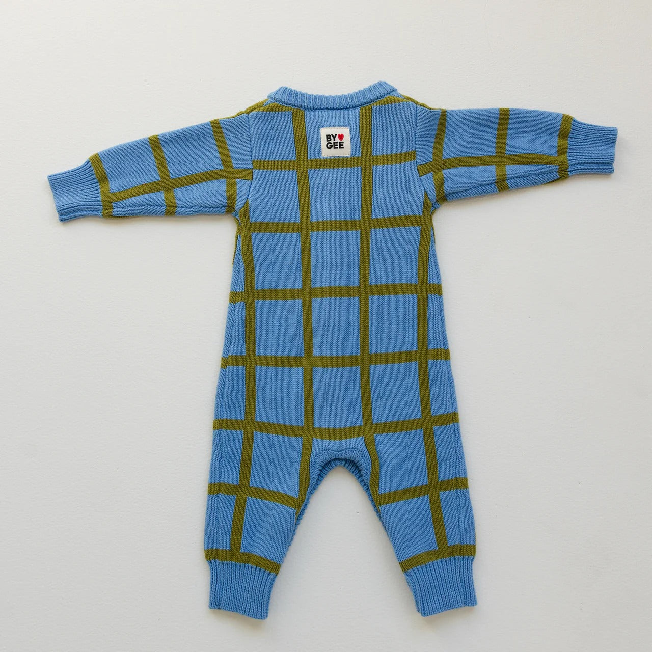 Check Knit Romper Bluebird