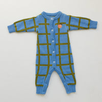 Thumbnail for Check Knit Romper Bluebird