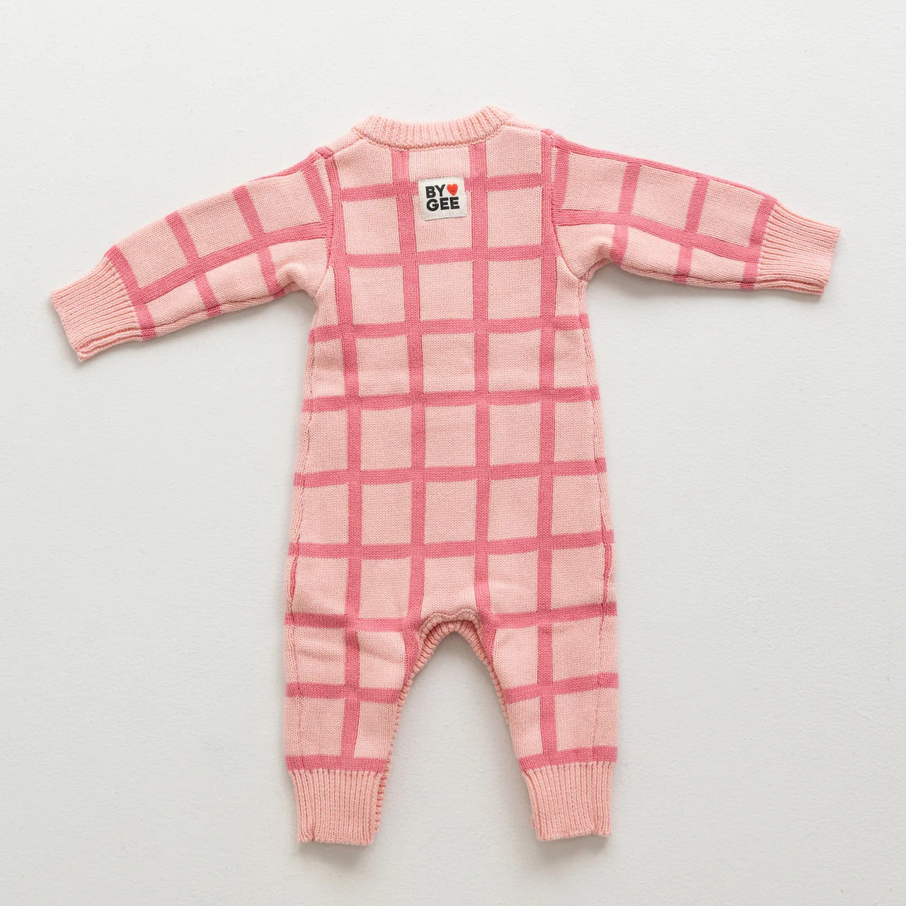 Check Knit Romper Peony