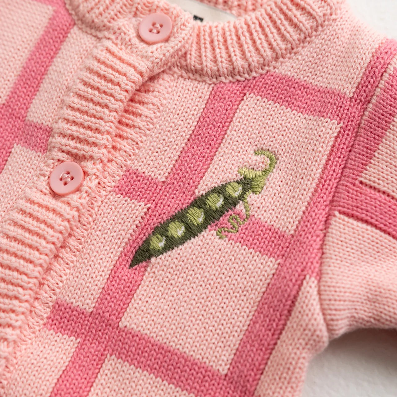 Check Knit Romper Peony