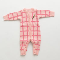 Thumbnail for Check Knit Romper Peony