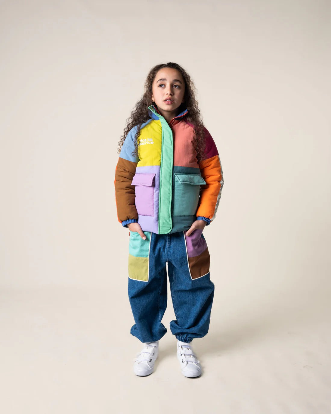 Denim Barrel Pants Colour Block