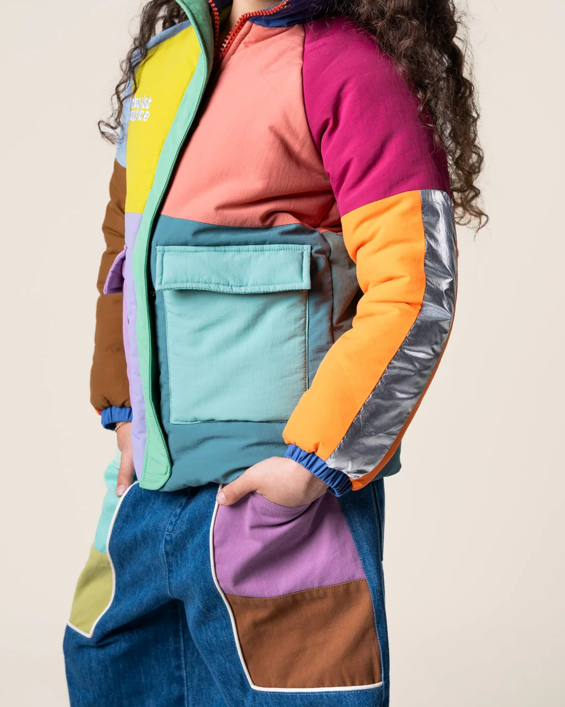 Denim Barrel Pants Colour Block