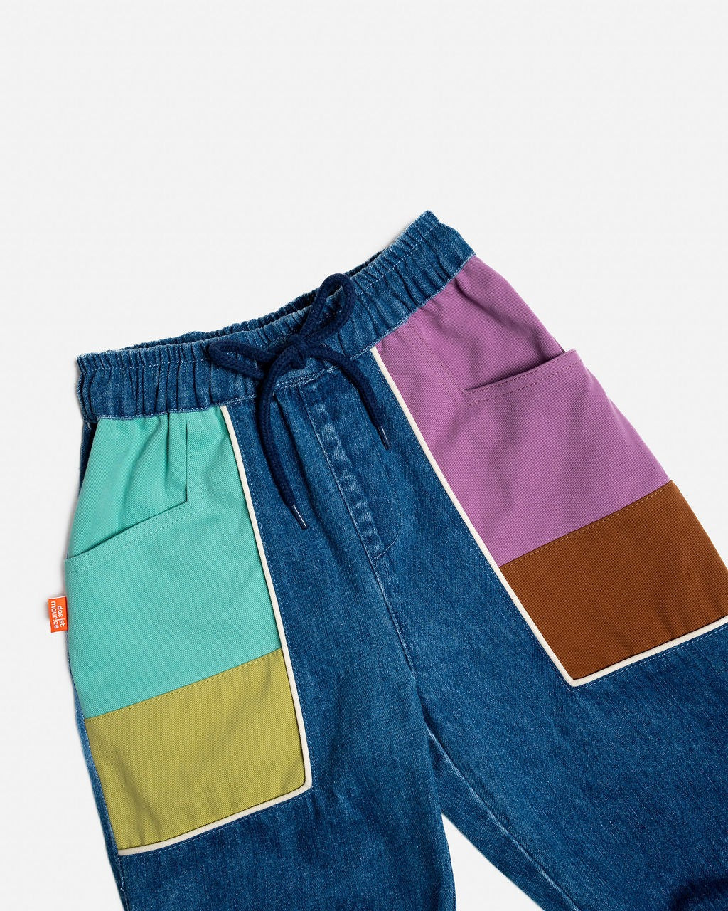 Denim Barrel Pants Colour Block