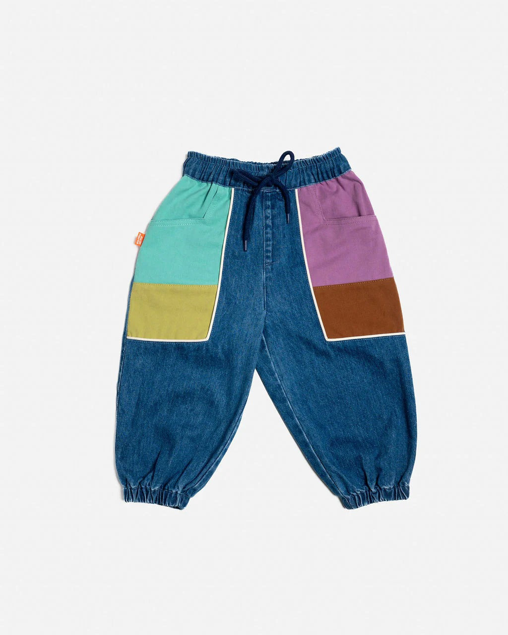 Denim Barrel Pants Colour Block