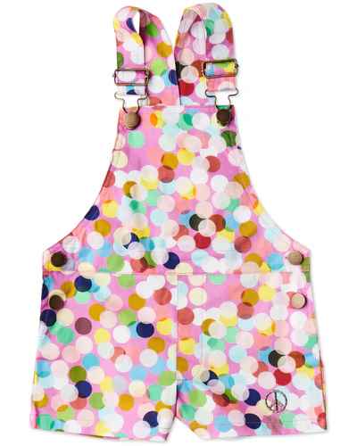 Confetti Pink Cotton Drill Short Overalls