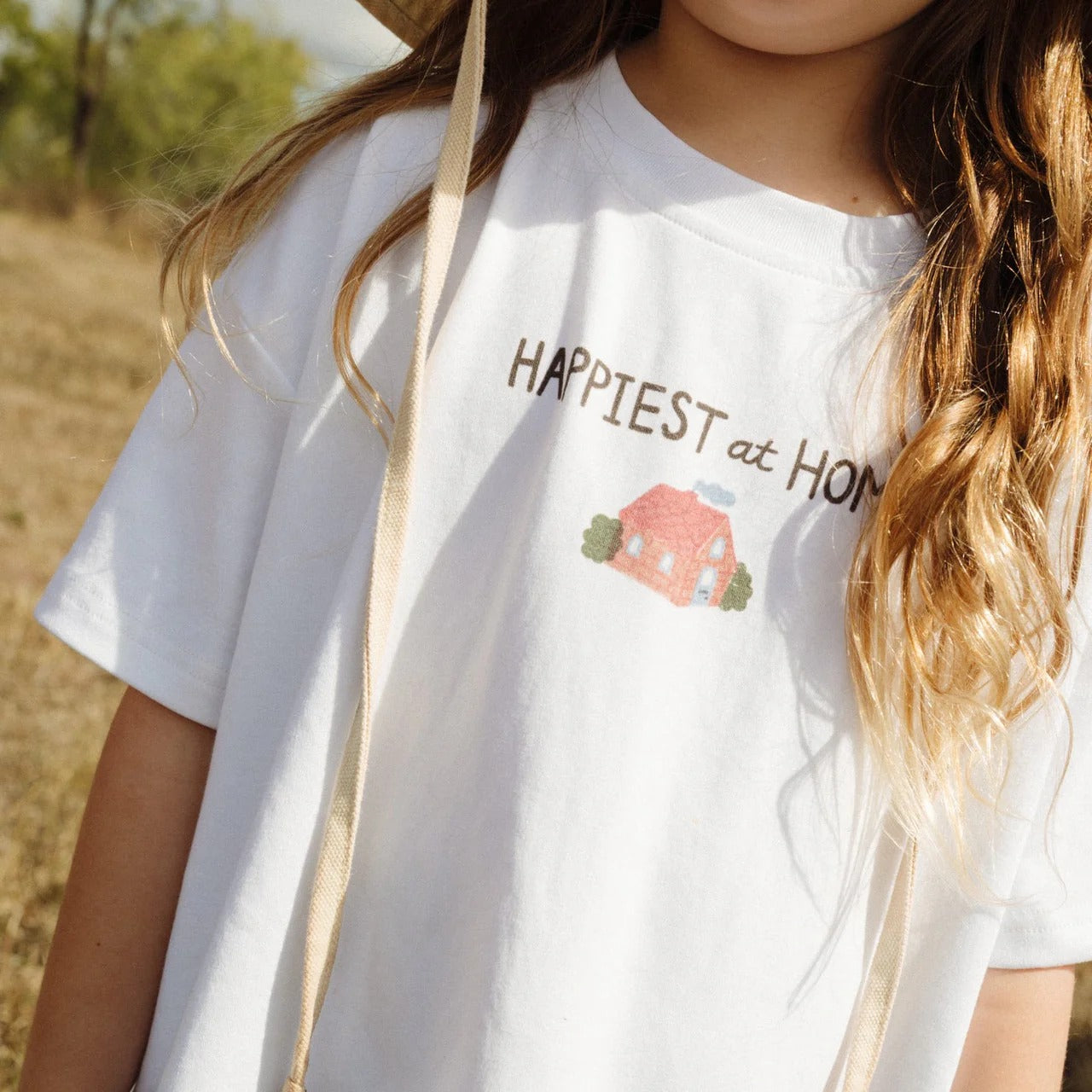 Happy at Home Oversized Boxy Tee White