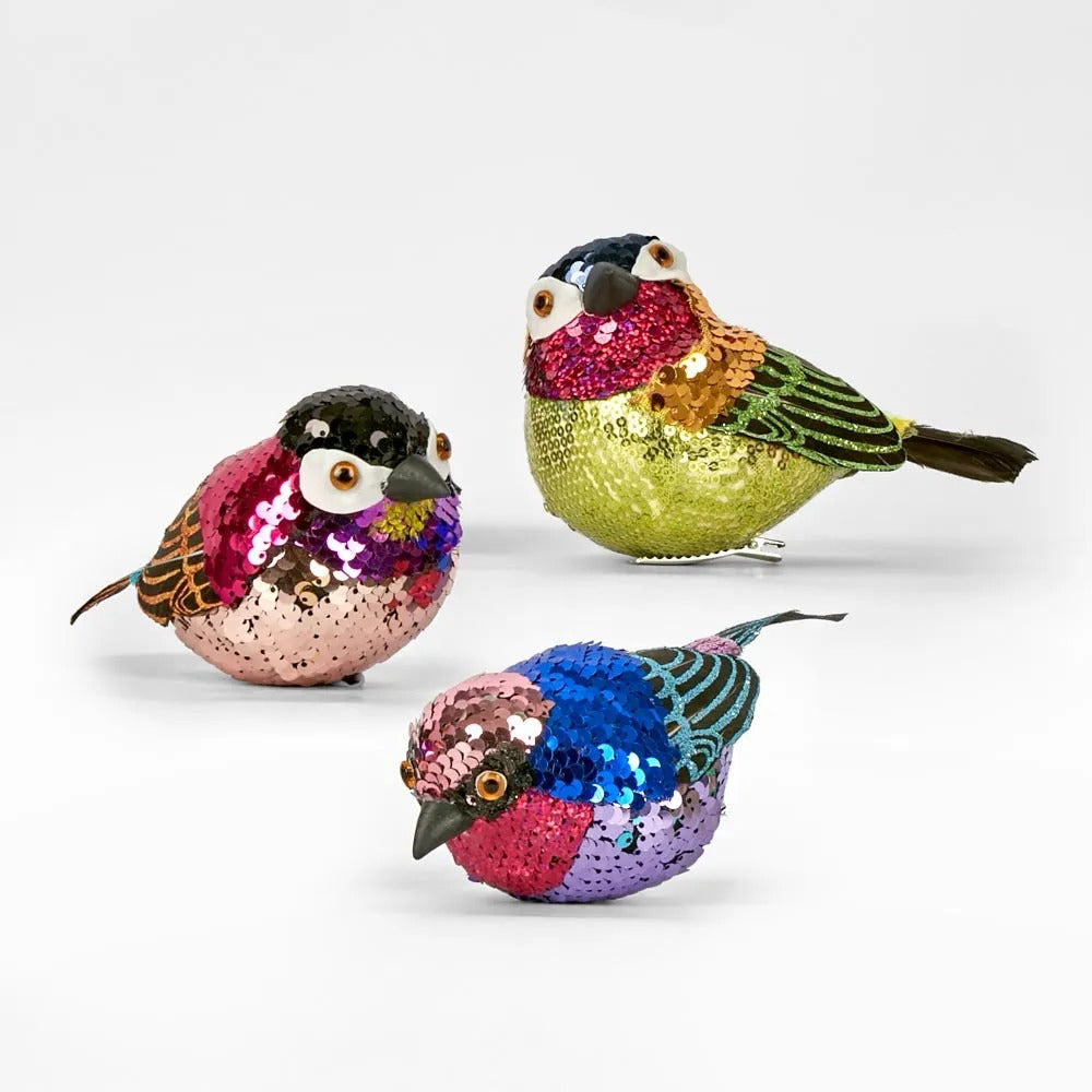 Jasper Clip on Sequin Bird Fuchsia