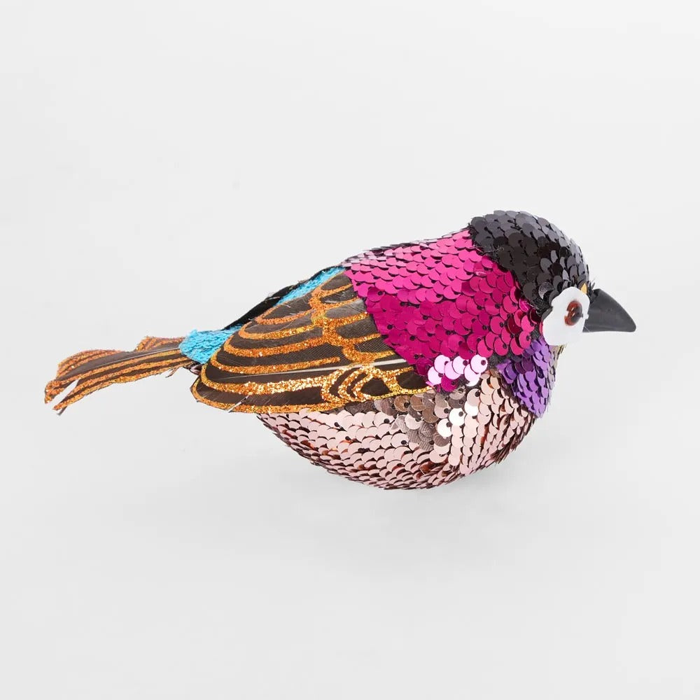 Jasper Clip on Sequin Bird Fuchsia