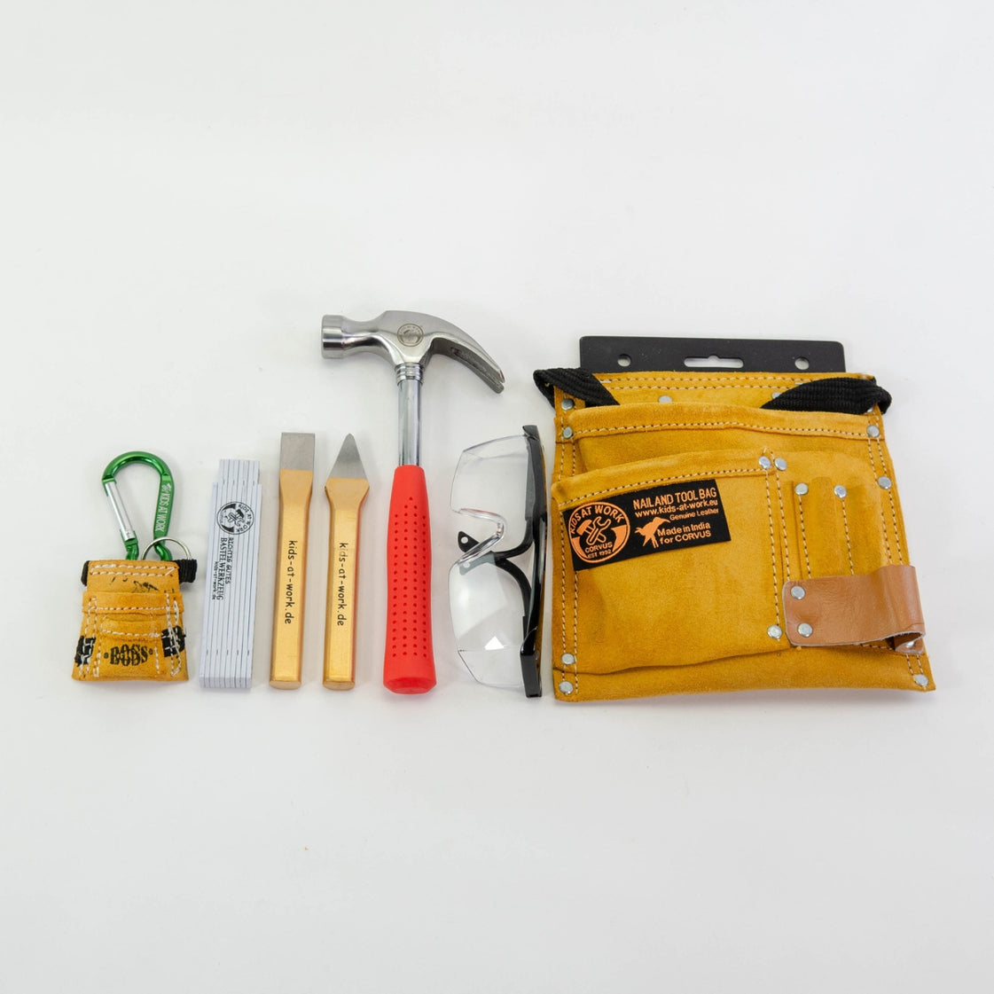 Kids at Work Leather Tool Belt with Tools Set x 3