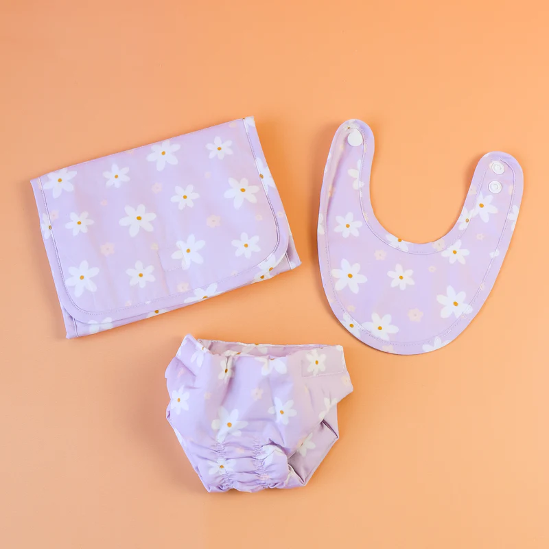 Dolls Nappy Bag Set - Lilac Daisy