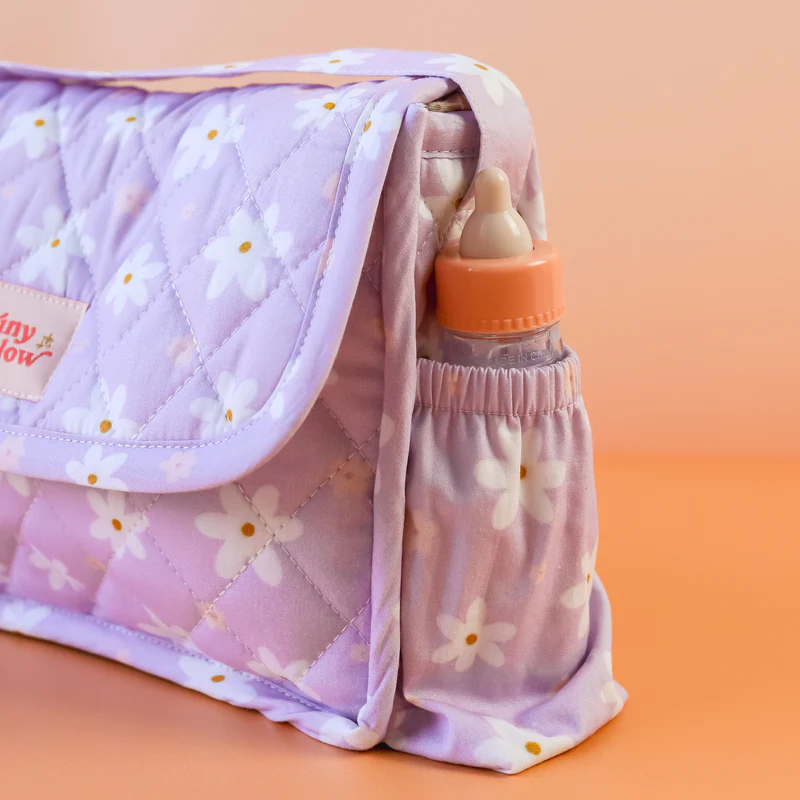 Dolls Nappy Bag Set - Lilac Daisy