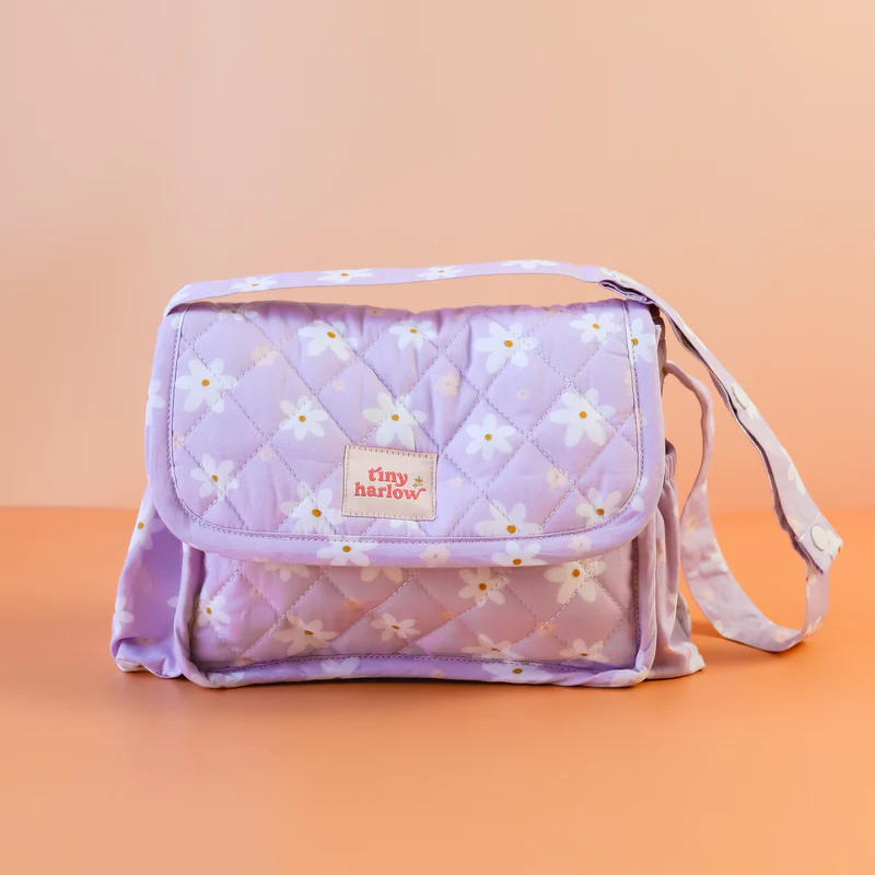 Dolls Nappy Bag Set - Lilac Daisy