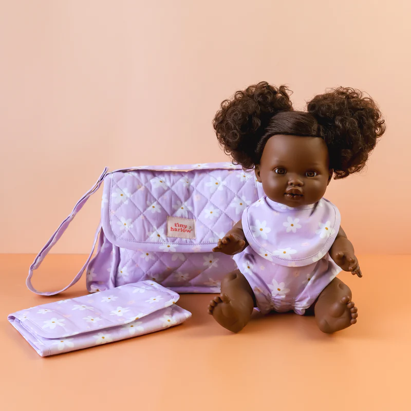 Dolls Nappy Bag Set - Lilac Daisy