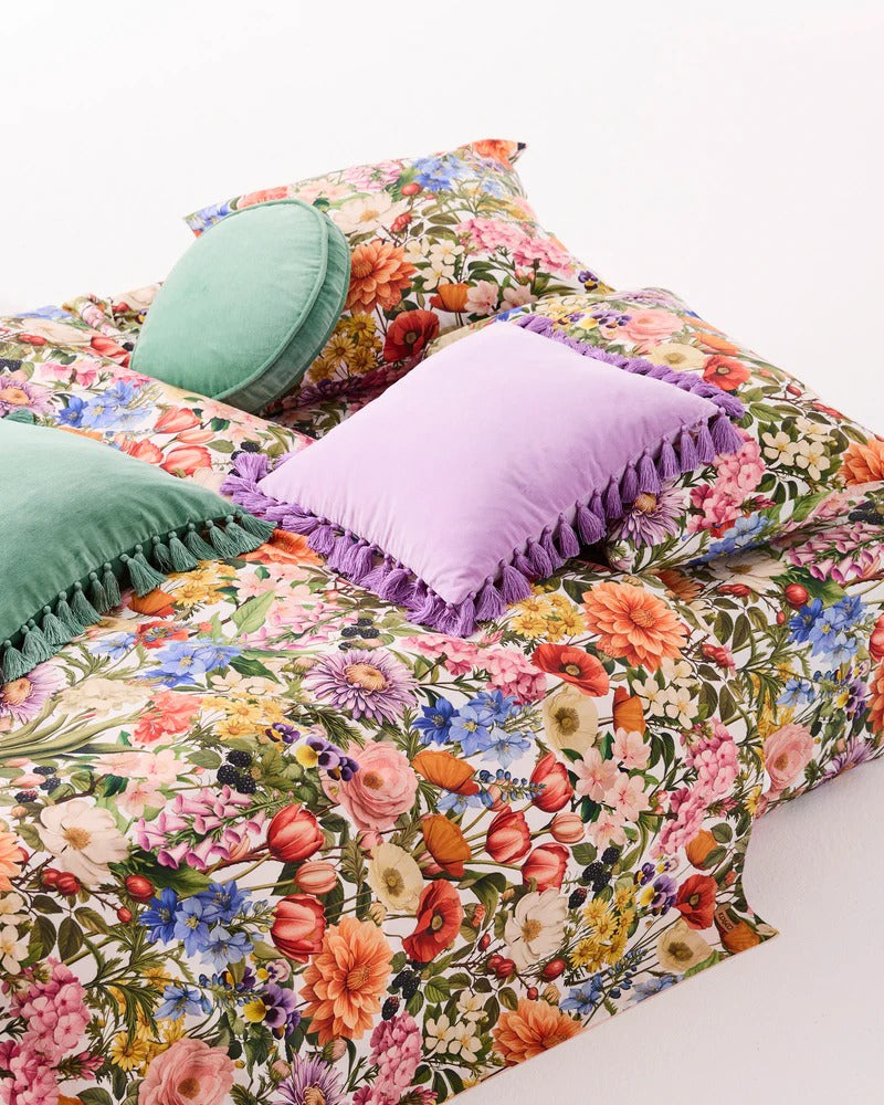 Lilac Velvet Tassel Cushion