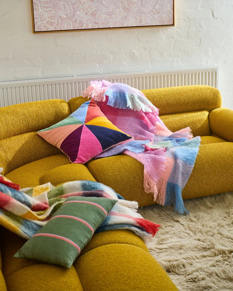 Lustre Panelled Velvet Cushion