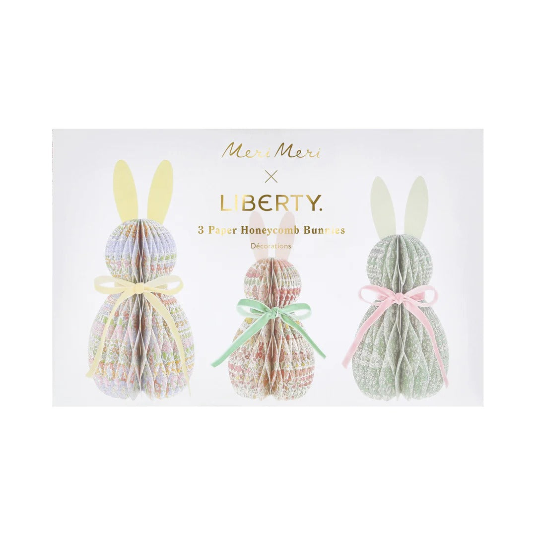 Meri Meri x Liberty Paper Honeycomb Bunnies (Pack of 3)