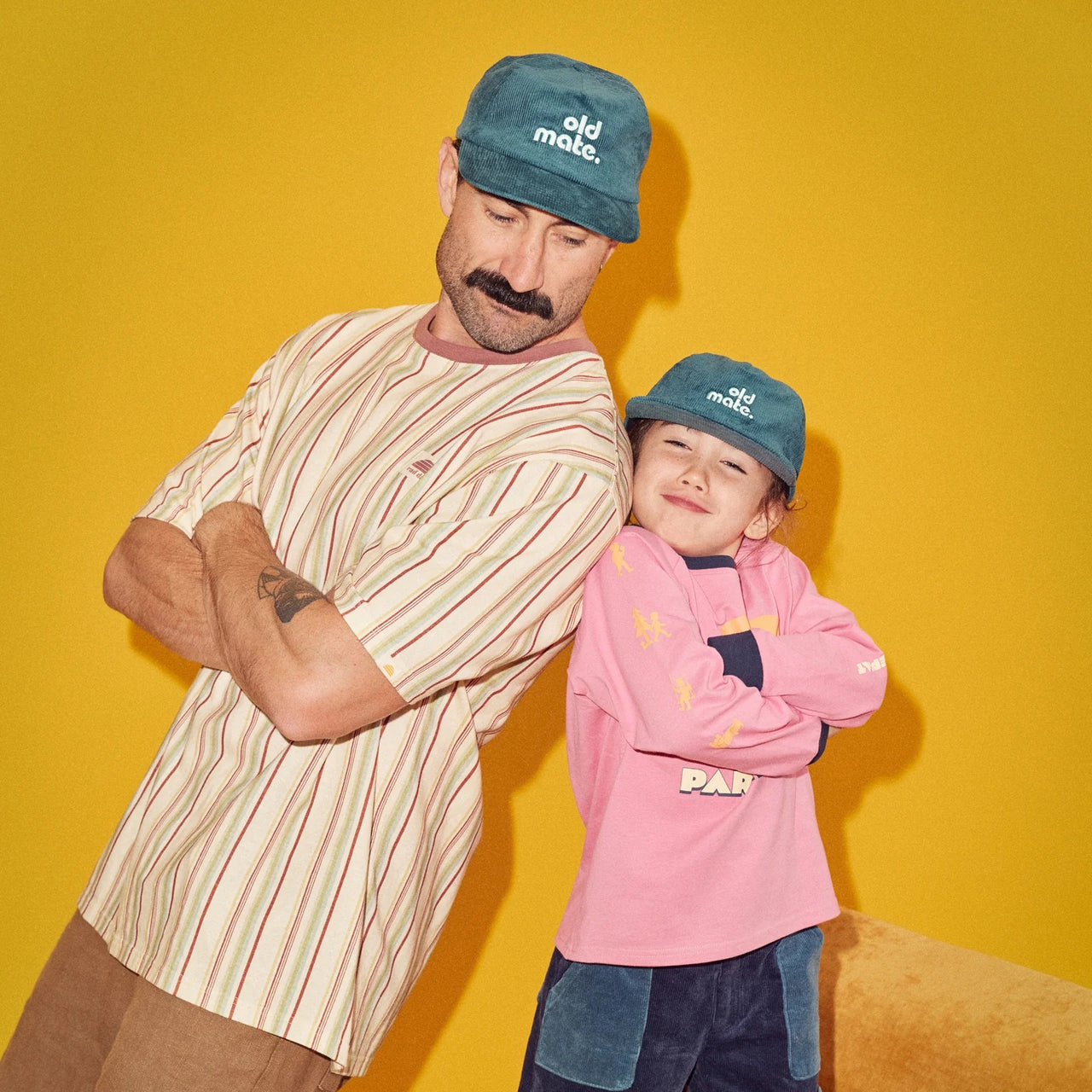 Old Mate Pinch Front Cord Kids Cap - Teal