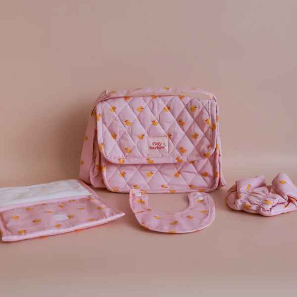 Dolls Nappy Bag Set - Pink Ducky