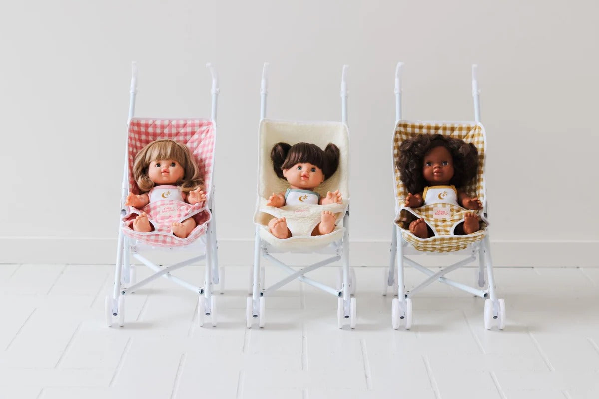Folding Doll Stroller - Pink Gingham
