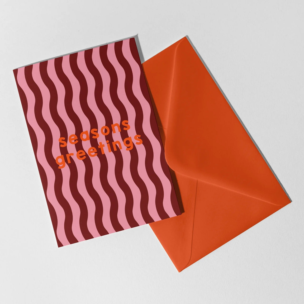 Pink & Maroon Seasons Greetings Christmas Card