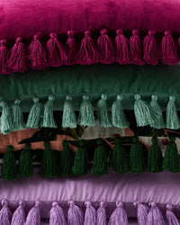 Thumbnail for Pistachio Velvet Tassel Cushion
