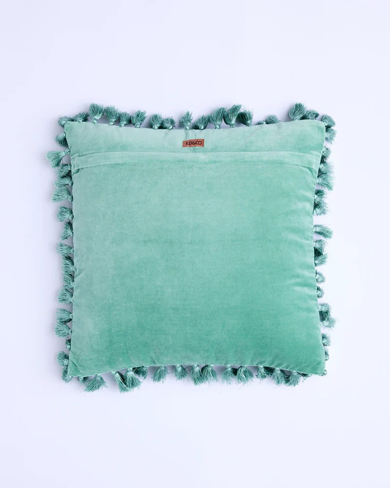 Pistachio Velvet Tassel Cushion
