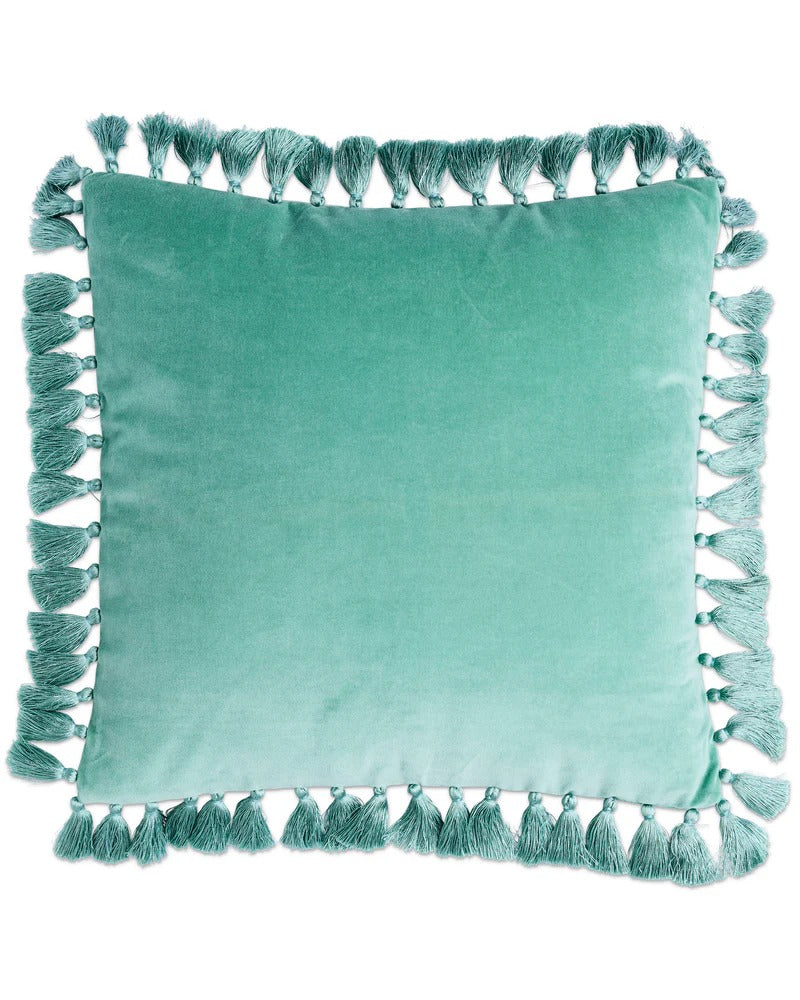 Pistachio Velvet Tassel Cushion