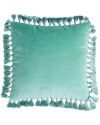 Thumbnail for Pistachio Velvet Tassel Cushion