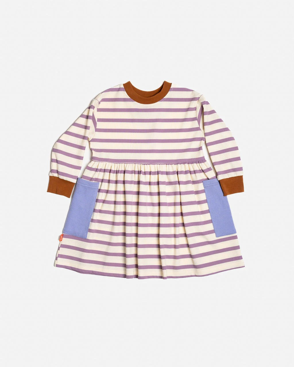 Long Sleeve Bell Dress Purple Stripes