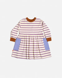 Thumbnail for Long Sleeve Bell Dress Purple Stripes