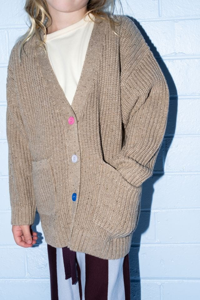 Organic Speckle Knit Cardigan Oatmilk