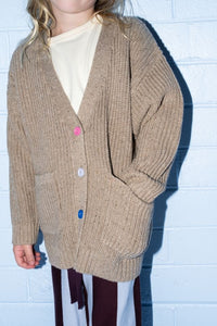 Thumbnail for Organic Speckle Knit Cardigan Oatmilk