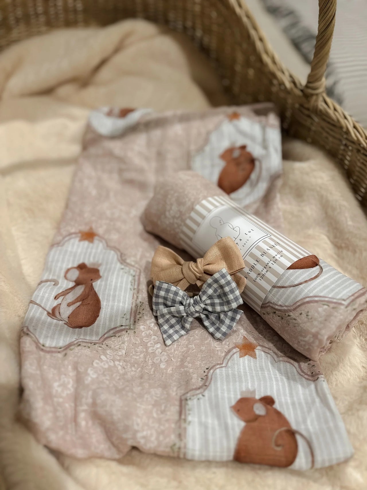 Stone Gingham Bow Baby Headband
