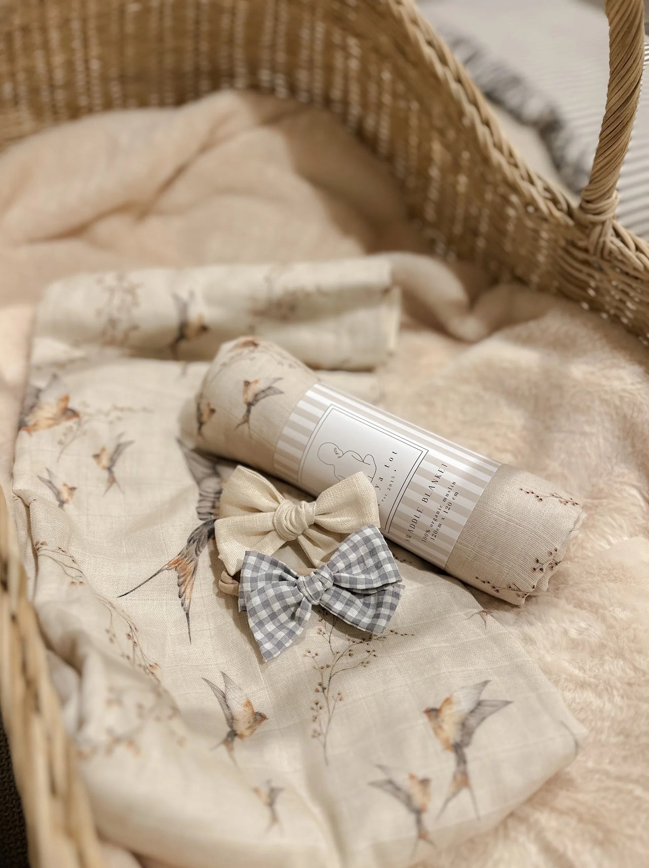 Stone Gingham Bow Baby Headband